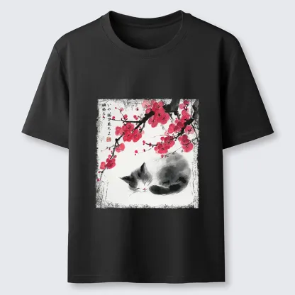 Tokyo-Tiger Ink Wash Painting: A Cat Lying Flat Under The Tree Classic T-Shirt