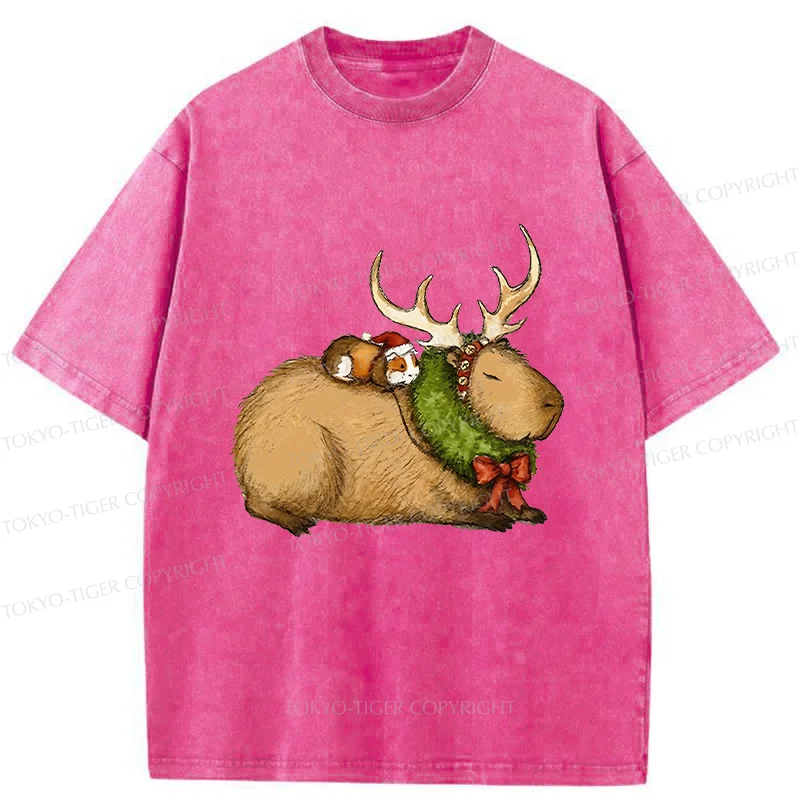 Tokyo-Tiger Christmas Capybara Washed T-Shirt