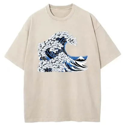 Tokyo-Tiger Japanese Cat Wave Washed T-Shirt