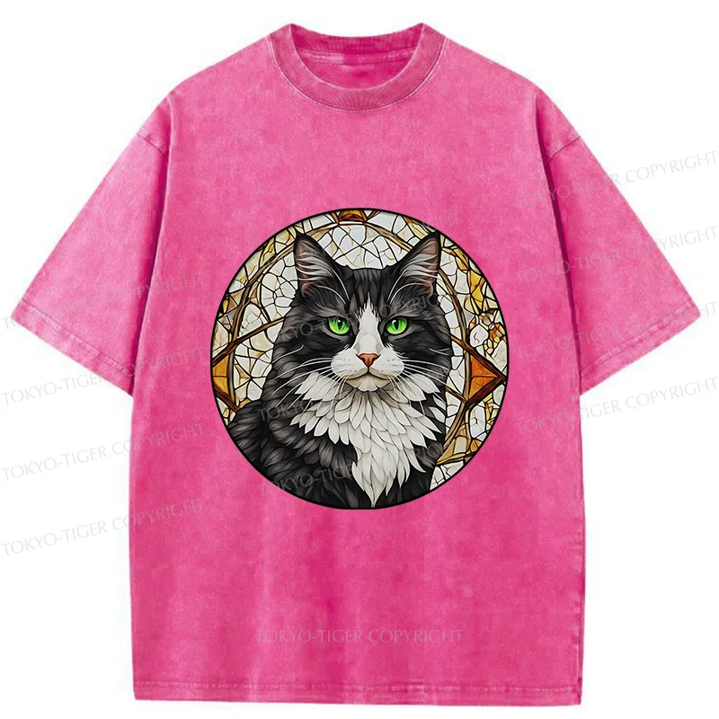 Tokyo-Tiger Tuxedo Cat Art Washed T-Shirt