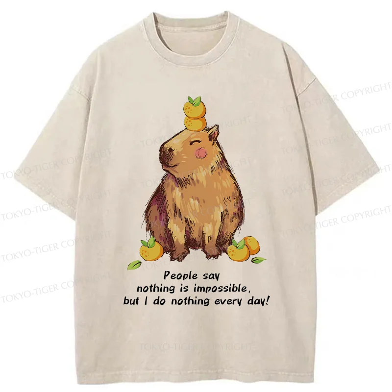 Tokyo-Tiger Leisurely Capybara Washed T-Shirt