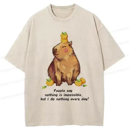 Tokyo-Tiger Leisurely Capybara Washed T-Shirt