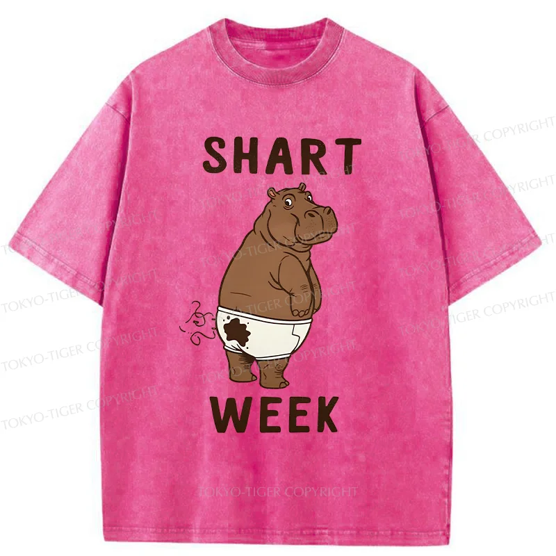 Tokyo-Tiger Shart Week Funny Washed T-Shirt