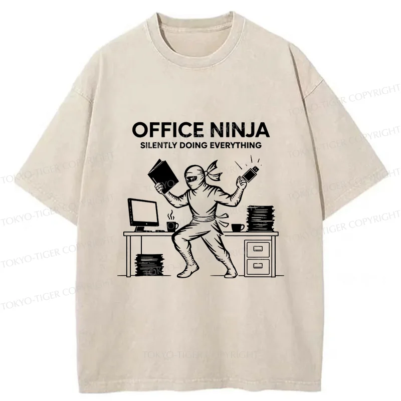Tokyo-Tiger Workplace Ninja Washed T-Shirt