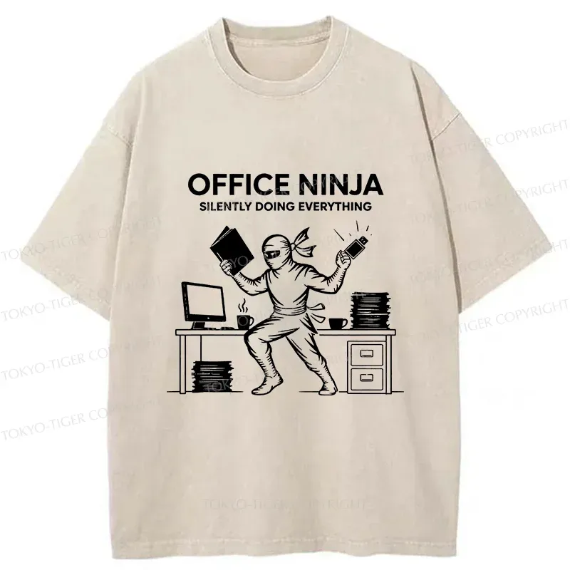 Tokyo-Tiger Workplace Ninja Washed T-Shirt