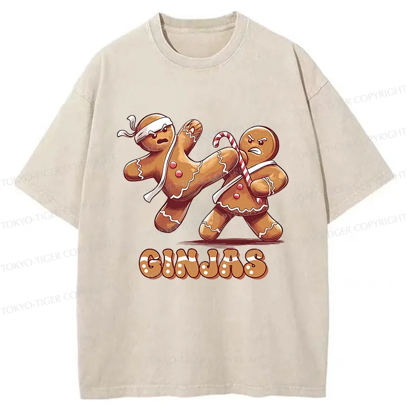 Tokyo-Tiger Gingerbread Man Karate Washed T-Shirt