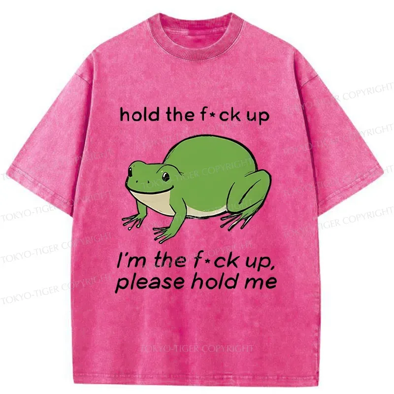 Tokyo-Tiger Bloated Frog Funny Washed T-Shirt