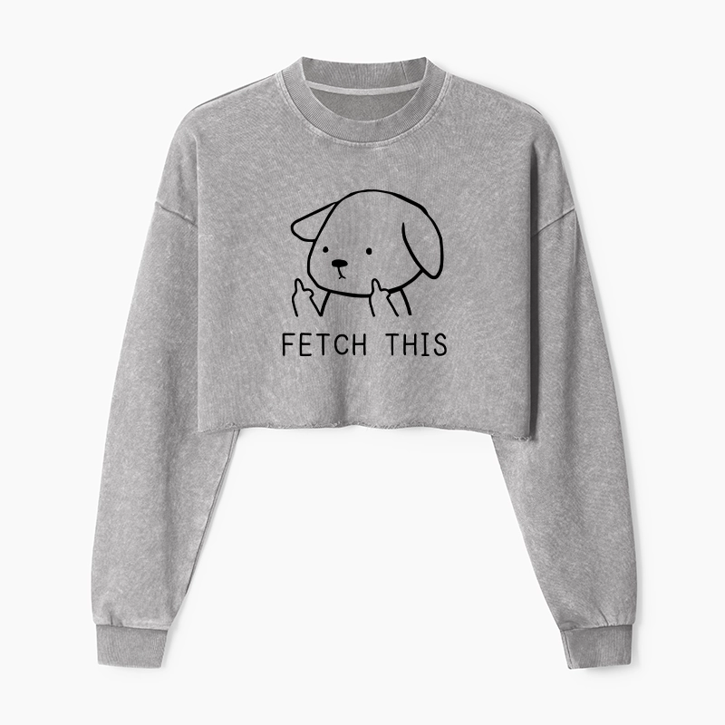 Tokyo-Tiger Fetch This Dog Washed Crop Sweatshirt