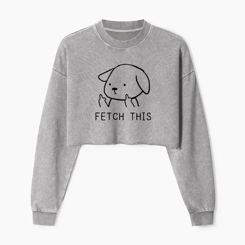 Tokyo-Tiger Fetch This Dog Washed Crop Sweatshirt
