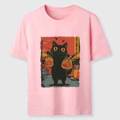 Tokyo-Tiger Cat Fishing Japanese Classic T-Shirt