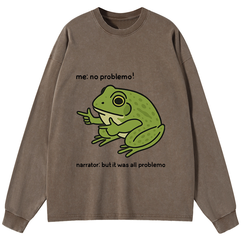Tokyo-Tiger Stupid Frog Meme Washed Long Sleeve T-Shirt