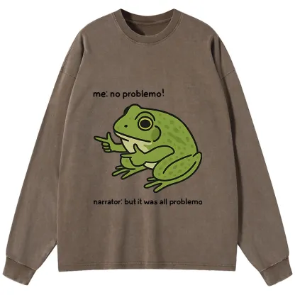 Tokyo-Tiger Stupid Frog Meme Washed Long Sleeve T-Shirt