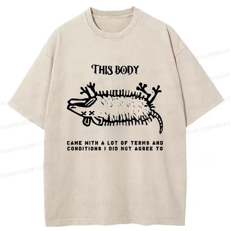 Tokyo-Tiger Funny Possum Playing Dead Washed T-Shirt