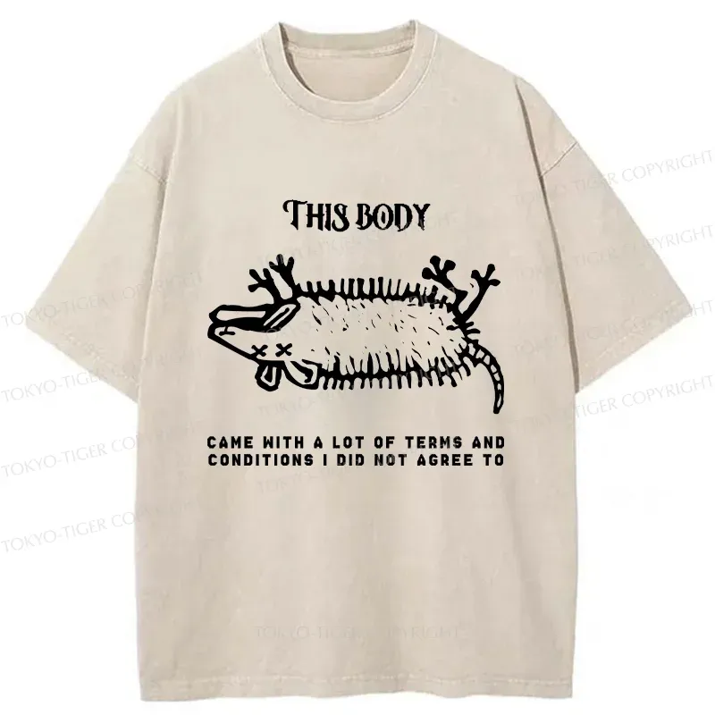 Tokyo-Tiger Funny Possum Playing Dead Washed T-Shirt