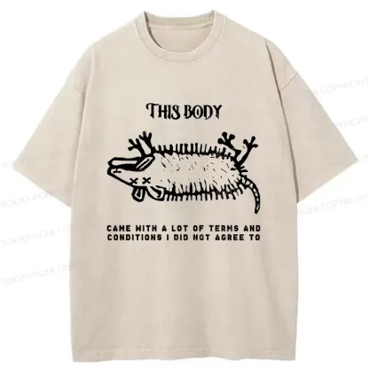 Tokyo-Tiger Funny Possum Playing Dead Washed T-Shirt