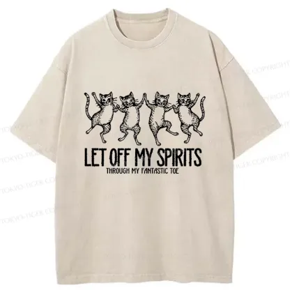 Tokyo-Tiger Dancing Cats World Washed T-Shirt