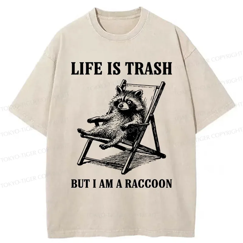 Tokyo-Tiger Raccoons Love Trash Washed T-Shirt