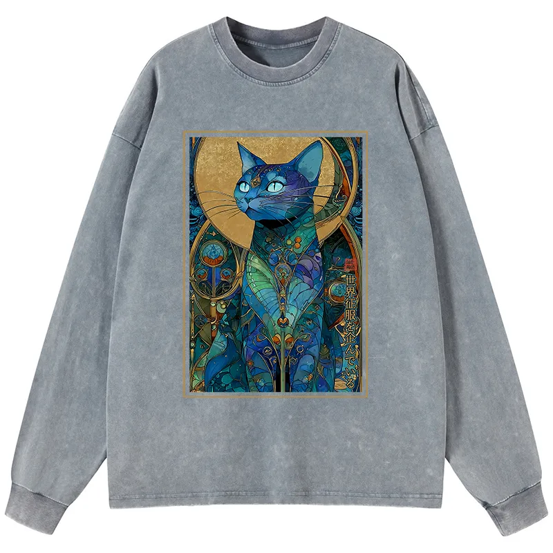 Tokyo-Tiger The Cat’s Plan To Rule Them All Washed Long Sleeve T-Shirt