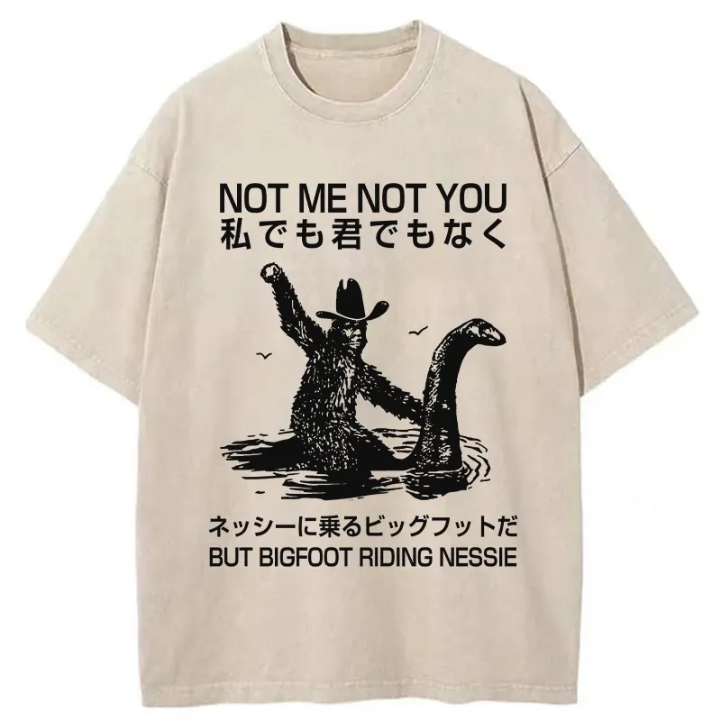 Tokyo-Tiger Bigfoot Riding Nessie Washed T-Shirt