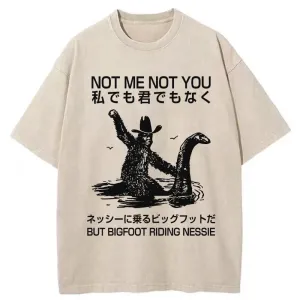 Image of Tokyo-Tiger Bigfoot Riding Nessie Washed T-Shirt