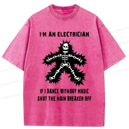 Tokyo-Tiger Electric Dance Funny Washed T-Shirt