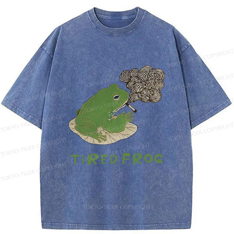Tokyo-Tiger Tired Japanese Frog Washed T-Shirt