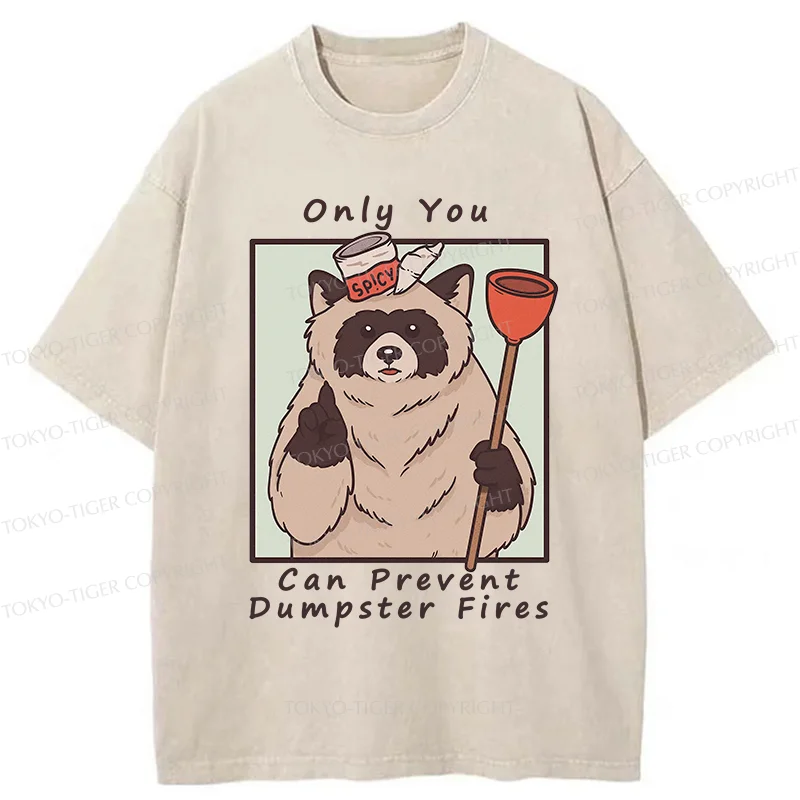 Tokyo-Tiger Raccoon Fire Fighting Washed T-Shirt