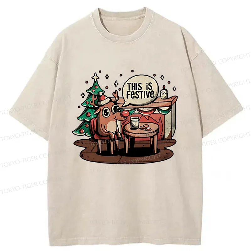 Tokyo-Tiger Rudolph Christmas Eve Washed T-Shirt