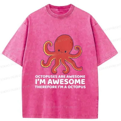 Tokyo-Tiger Handsome Octopus Washed T-Shirt