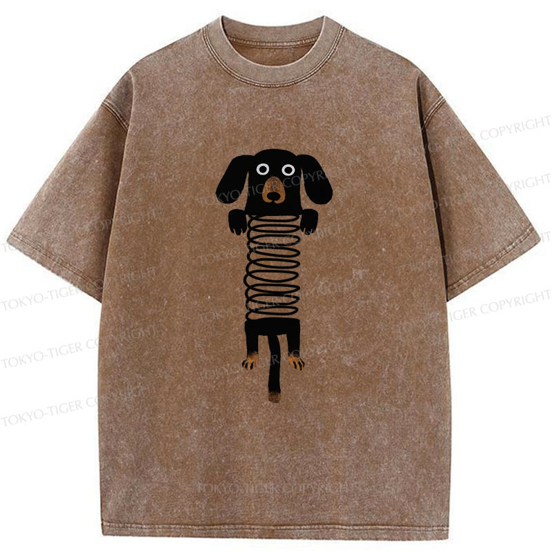 Tokyo-Tiger The Cute Spring Dachshund Washed T-Shirt