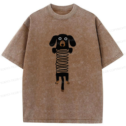 Tokyo-Tiger The Cute Spring Dachshund Washed T-Shirt