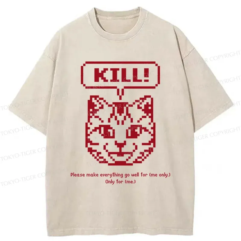 Tokyo-Tiger Killer Cat Prayer Washed T-Shirt Sale