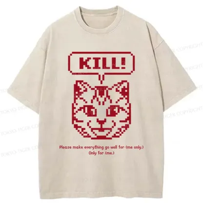 Tokyo-Tiger Killer Cat Prayer Washed T-Shirt