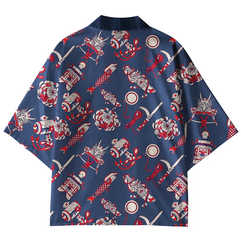 Tokyo-Tiger Chrysanthemum Pattern Kimono Cardigan