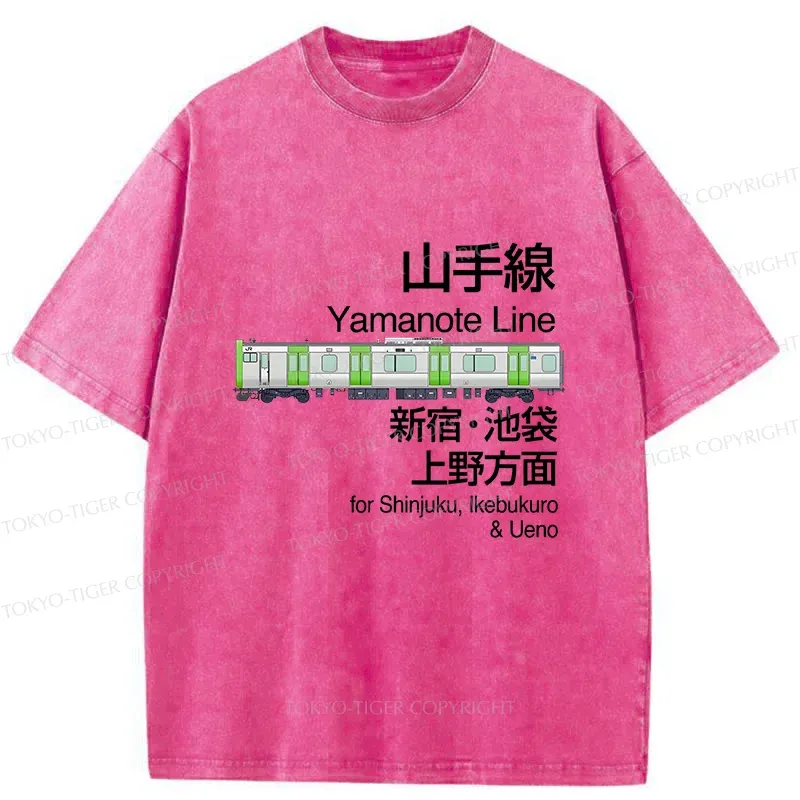 Tokyo-Tiger Yamanote Line Sign Japan Washed T-Shirt