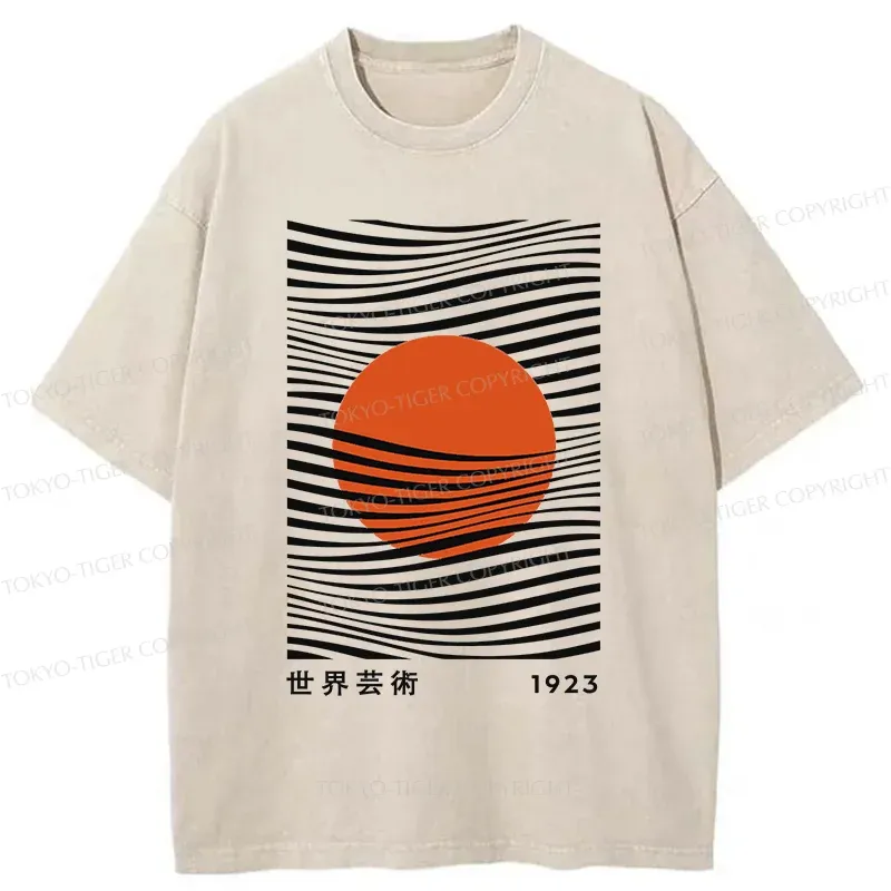 Tokyo-Tiger Minimalist Art Sun Washed T-Shirt