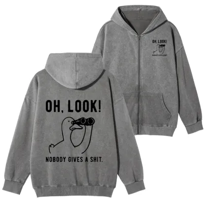 Tokyo-Tiger No One Cares About The Duck Washed Zip Hoodie