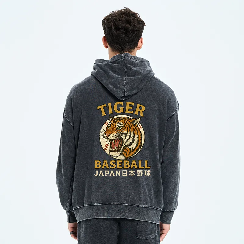 Tokyo-Tiger Osaka Japan Baseball Team Washed Zip Hoodie