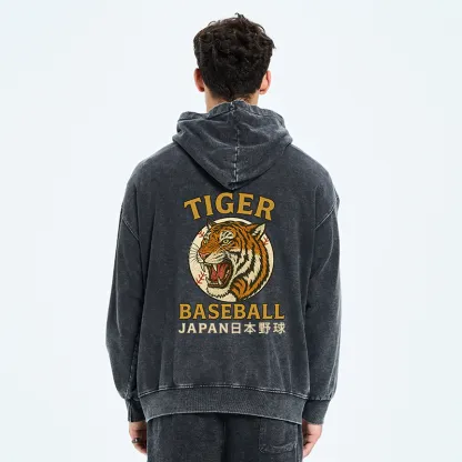 Tokyo-Tiger Osaka Japan Baseball Team Washed Zip Hoodie