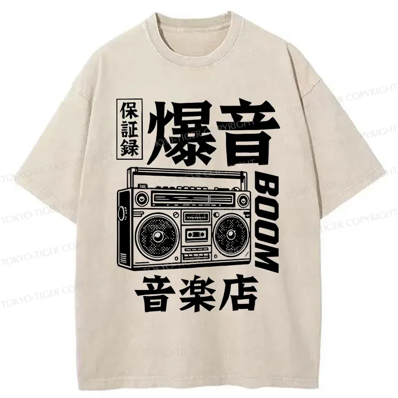 Tokyo-Tiger Retro Radio Washed T-Shirt