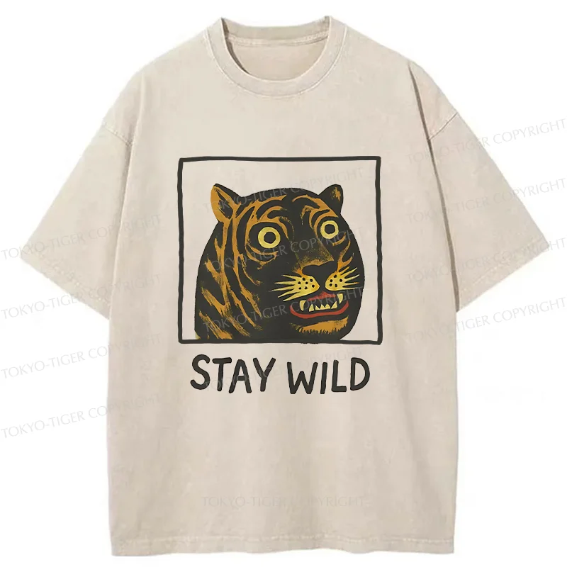 Tokyo-Tiger Silly And Cute Tiger Washed T-Shirt