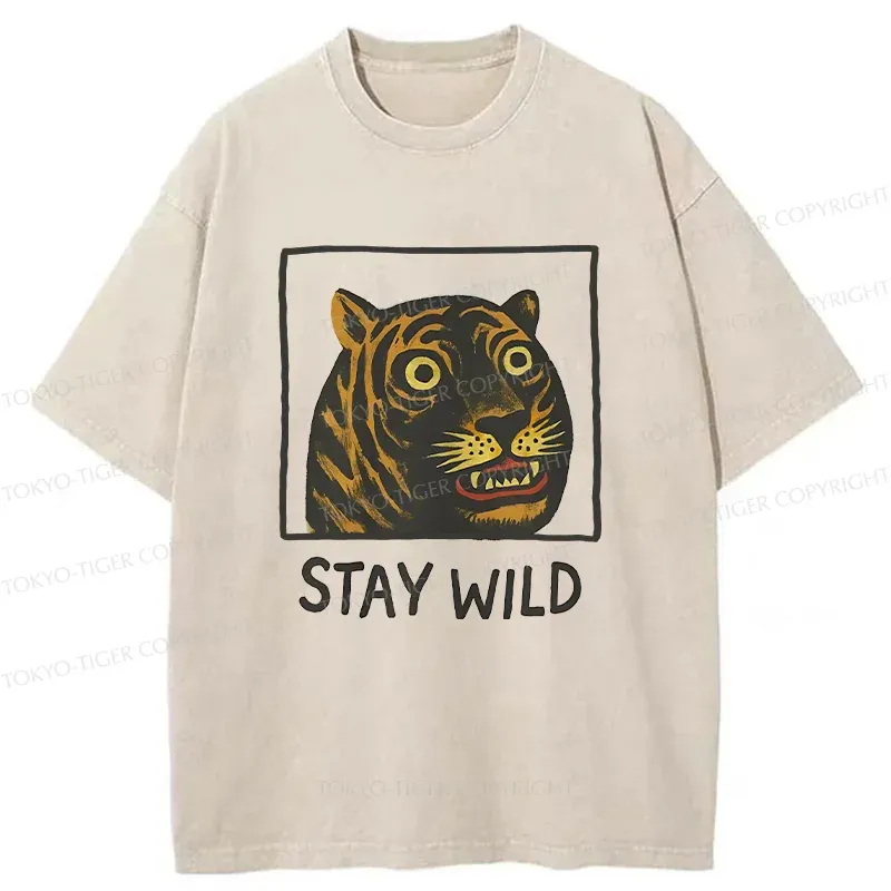 Tokyo-Tiger Silly And Cute Tiger Washed T-Shirt Sale