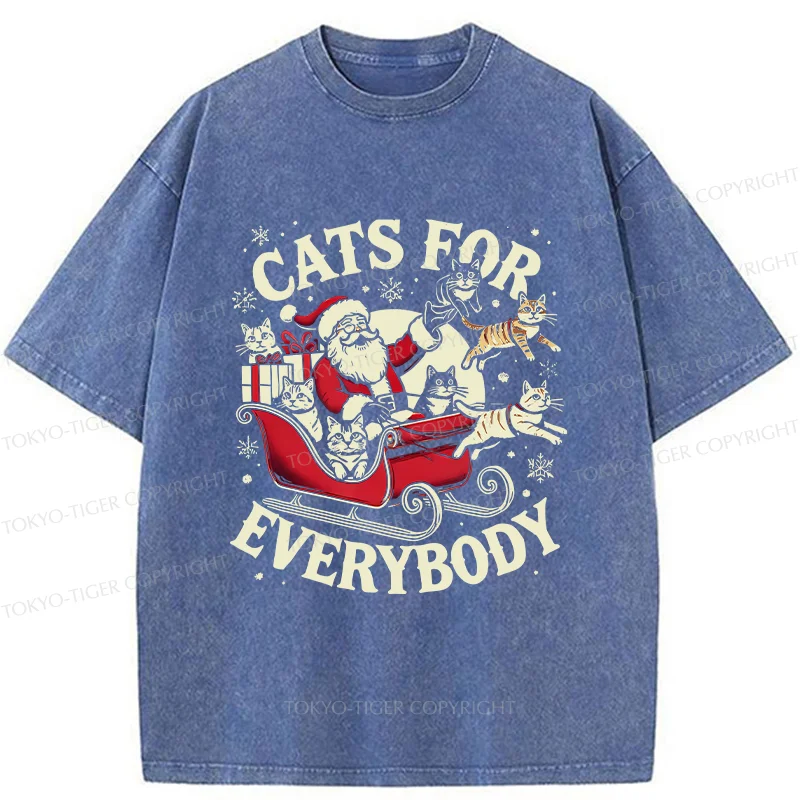 Tokyo-Tiger Santa Cat Lover Washed T-Shirt