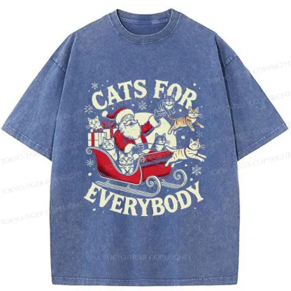 Tokyo-Tiger Santa Cat Lover Washed T-Shirt