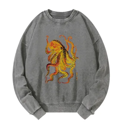 Tokyo-Tiger Deep Sea Gorgeous Octopus Washed Sweatshirt
