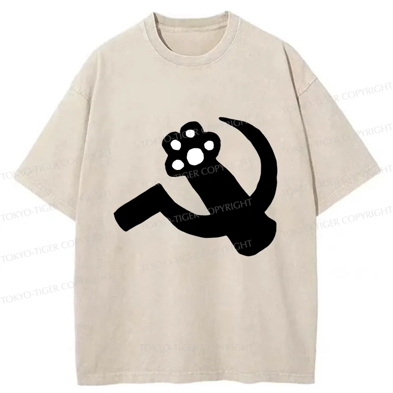 Tokyo-Tiger Funny Catism Washed T-Shirt