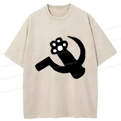 Tokyo-Tiger Funny Catism Washed T-Shirt