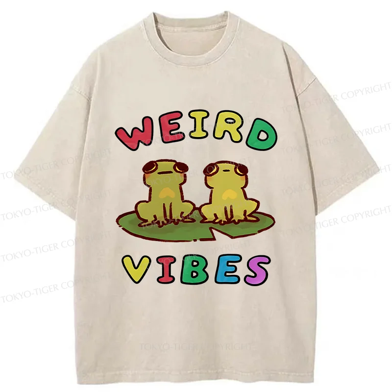 Tokyo-Tiger Weird Vibes Funny Washed T-Shirt