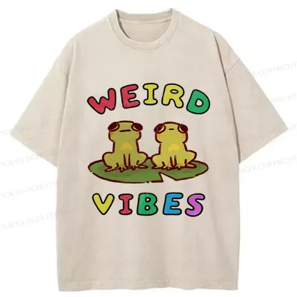 Tokyo-Tiger Weird Vibes Funny Washed T-Shirt