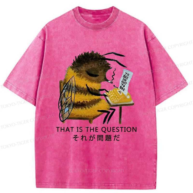 Tokyo-Tiger Bee Writer Funny Washed T-Shirt